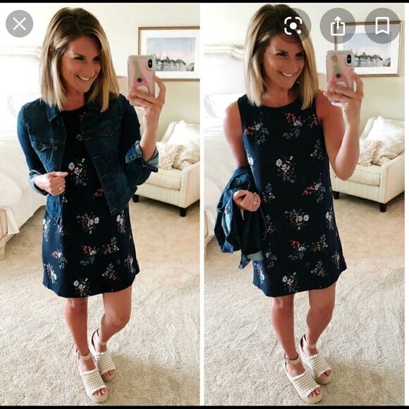 Gibson Floral Sheath Dress Living in Yellow L - Picture 1 of 9